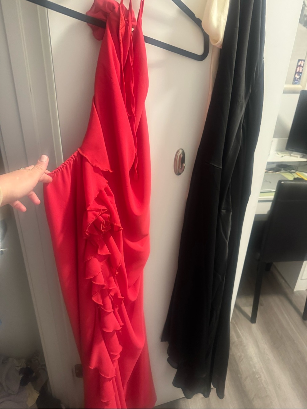 Peppermayo Red Cowl-Neck Ruffle Maxi Dress - Picture 4 of 5